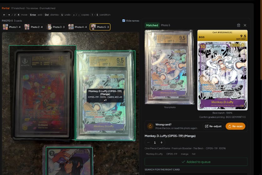 BGS 9.5 slab compared with the catalog printing
